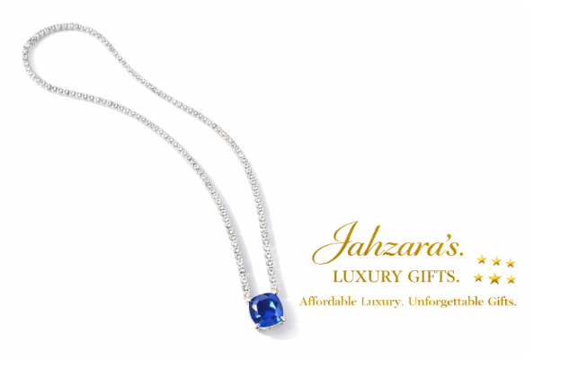 Lab-Grown Blue Sapphire & Moissanite Tennis Necklace | 925 Sterling Silver Platinum Plated