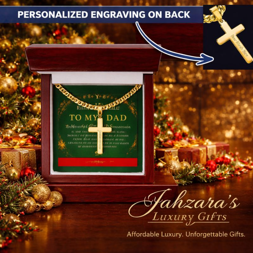 Gold Cross Cuban Link Chain - Gift for Dad