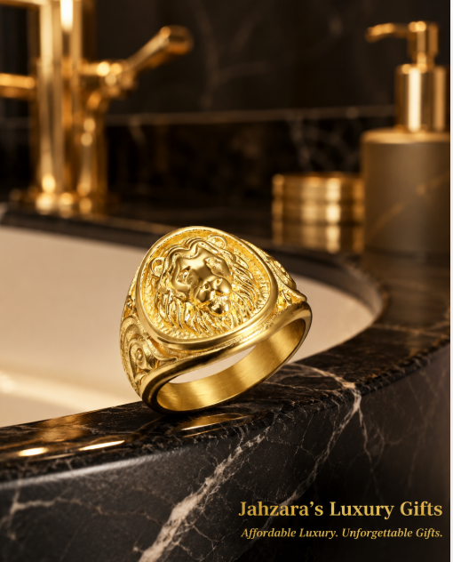 Lion Head Signet Ring — Gold | Titanium Steel | Men's