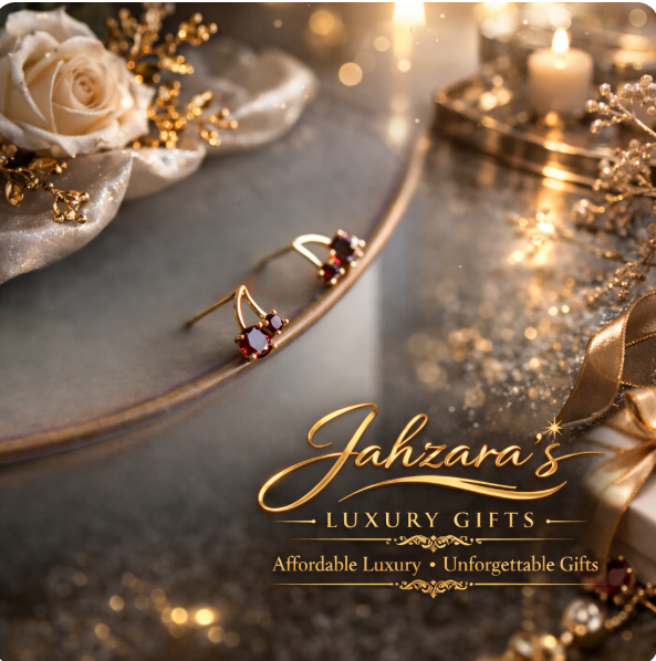Cherry Red Gemstone Stud Earrings - Gold Plated | Elegant