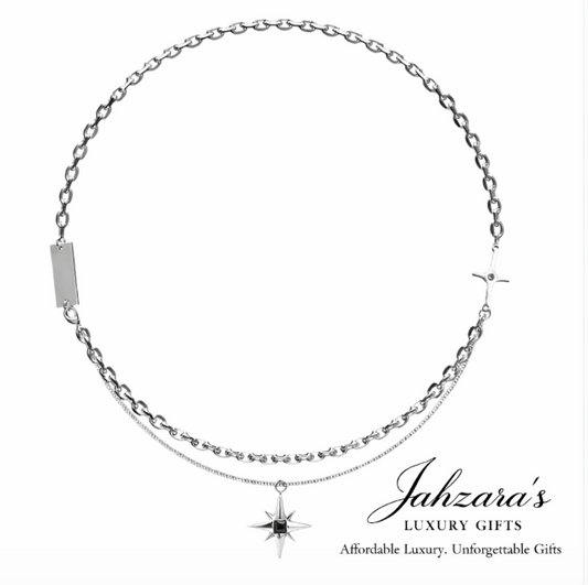 Double Layer Stacked Star Necklace Set — Titanium Steel | Unisex