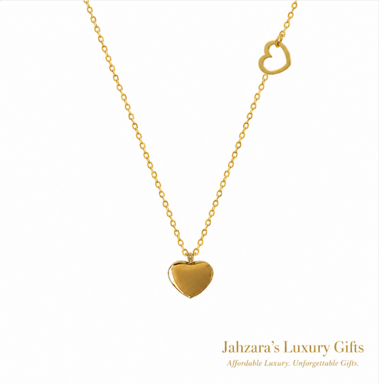 Dual Heart Pendant Necklace | PVD Gold, Rose Gold & Silver | 304 Stainless Steel