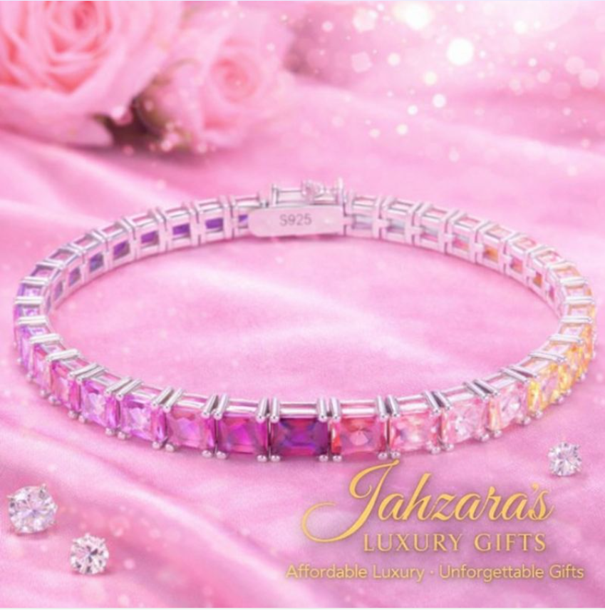 Luxury Rainbow Tennis Bracelet | 925 Sterling Silver Lab-Grown Gemstones
