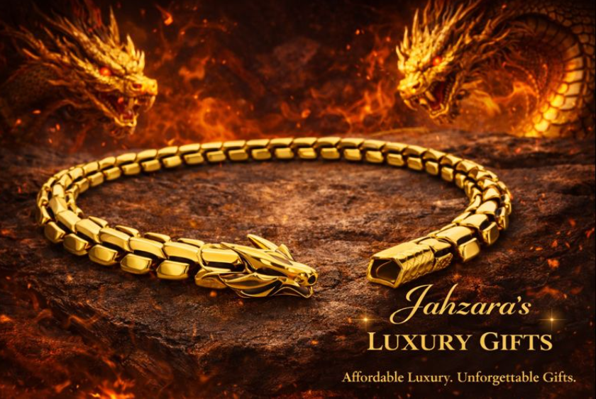 Gold Dragon Statement Chain Necklace | 18K Gold-Plated | Power & Protection