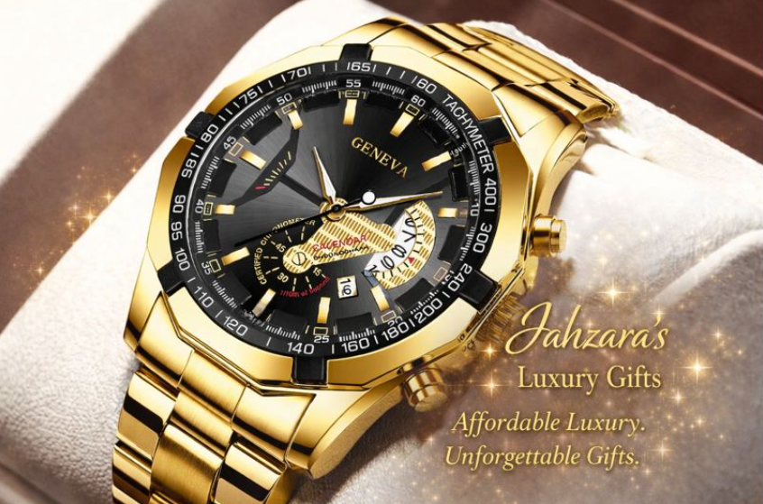 Luxury Classic Gold Watch | Black Dial Chronograph Africa Map Men's Watch