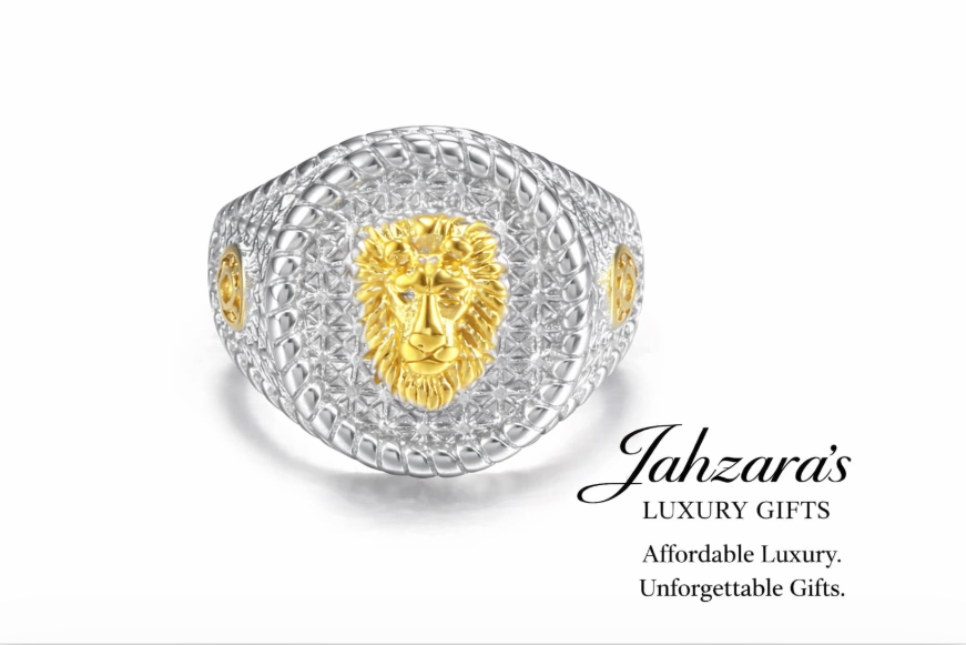 Men's Gold Lion Head Signet Ring — Titanium Steel | Two-Tone Silver & Gold | Sizes 6–10