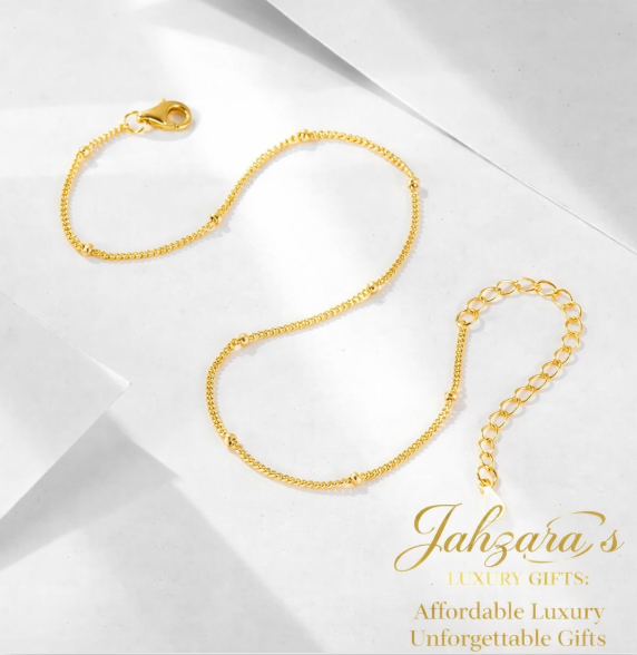 14K Gold Plated Satellite Anklet | S925 Sterling Silver | Luxury Gift