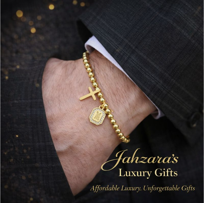 Gold Cross Initial Bracelet