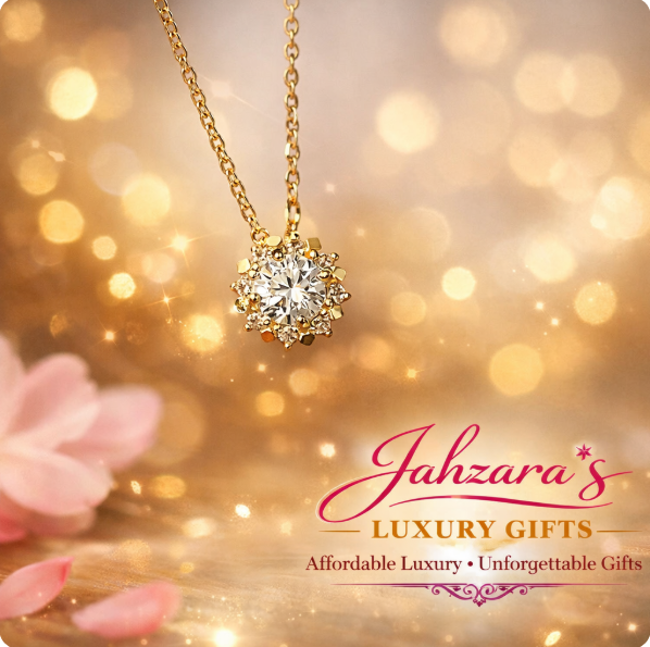 Gold Sun Pendant Necklace - Zircon Crystal Sunburst Charm | Dainty Layering Necklace
