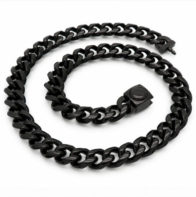 18K IP Gold Cuban Link Chain Necklace & Bracelet — Men’s Hip-Hop Stainless Steel Set