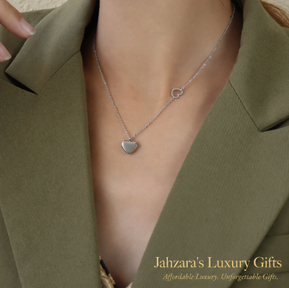 Dual Heart Pendant Necklace | PVD Gold, Rose Gold & Silver | 304 Stainless Steel