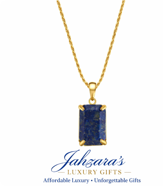 Lapis Lazuli Geometric Pendant Necklace Set - 18K Gold & 925 Sterling Silver | Vintage Punk Style | Unisex