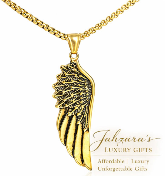 Gold Angel Wing Pendant — 18K Gold Plated Stainless Steel (Pendant Only)