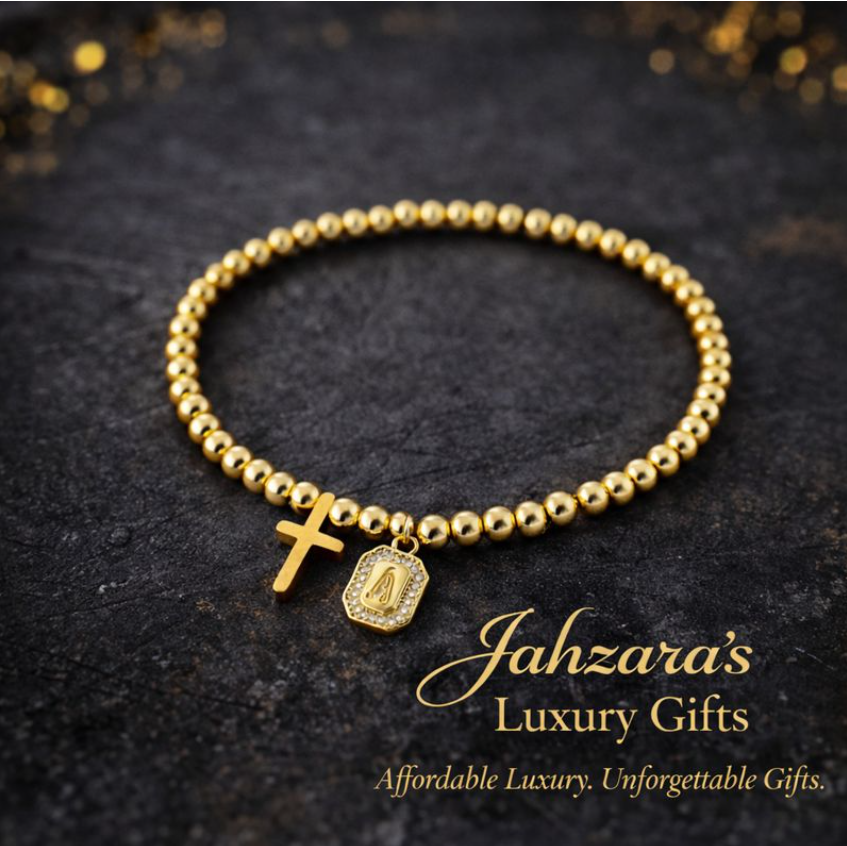 Gold Cross Initial Bracelet
