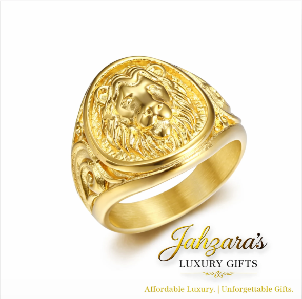 Lion Head Signet Ring — Gold | Titanium Steel | Men's