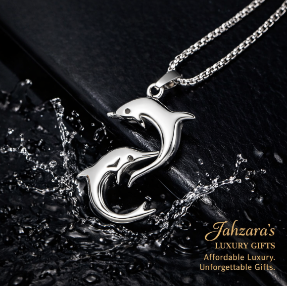 Double Dolphin Pendant Necklace | Titanium Steel | Women's Luxury Ocean Jewelry