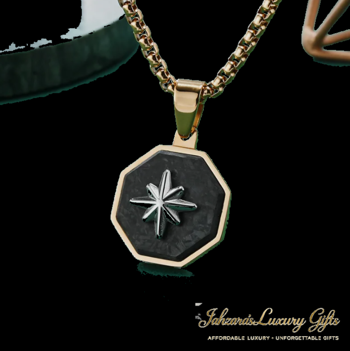 North Star Octagon Pendant Necklace — Stainless Steel with Chain