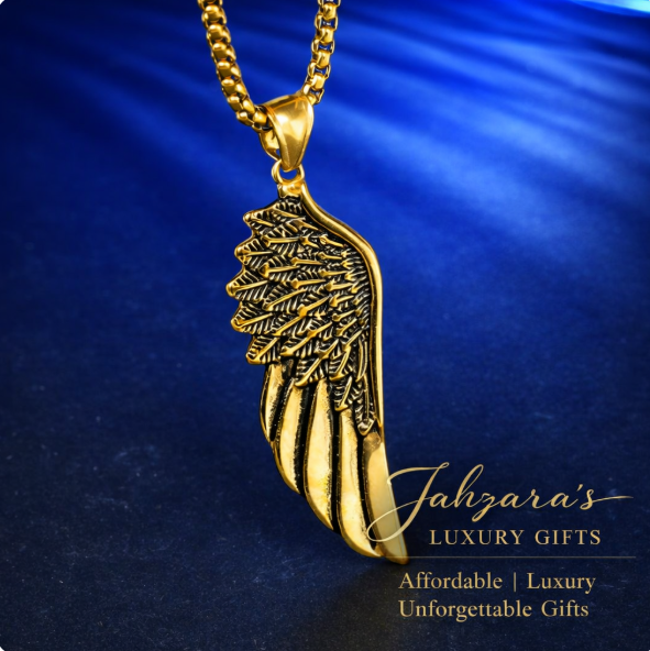 Gold Angel Wing Pendant — 18K Gold Plated Stainless Steel (Pendant Only)