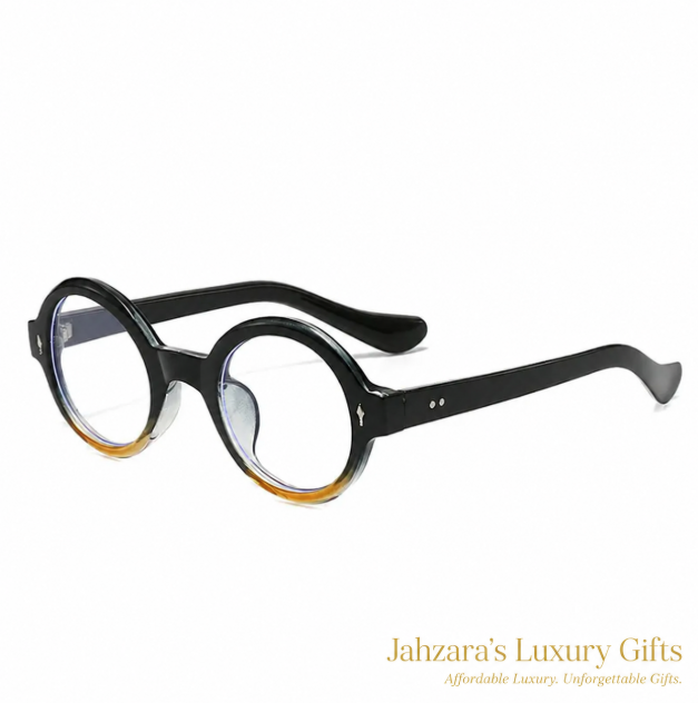 Oversized Round Anti-Blue Light Glasses — Retro Tortoise Luxury Frames