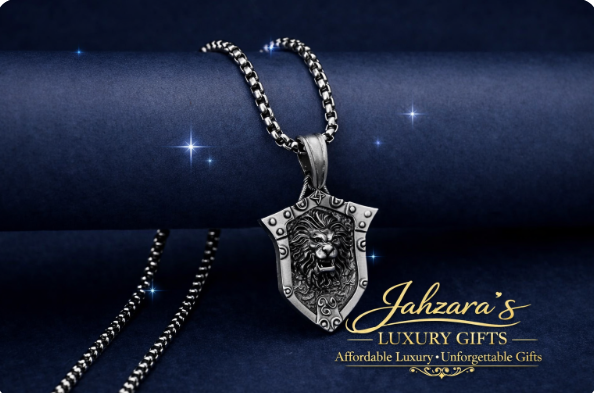 Men's Lion Shield Pendant Necklace Set - Titanium Steel | King of the Jungle | Punk Style with Chain