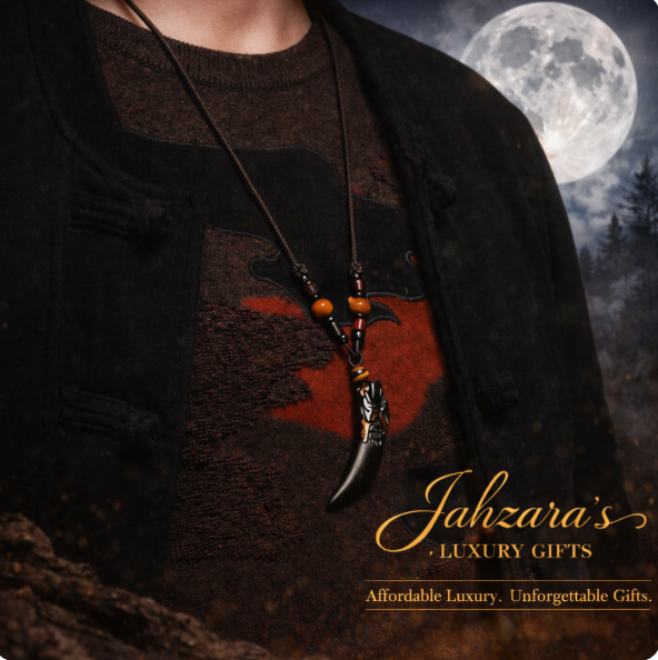 Wolf Fang Pendant Necklace | Natural Obsidian | Unisex Luxury Spiritual Jewelry