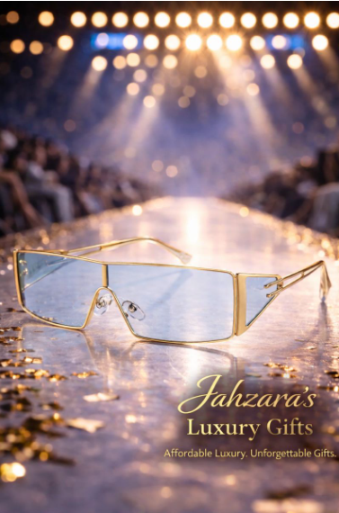 Square One-Piece Sunglasses — Gold/Blue