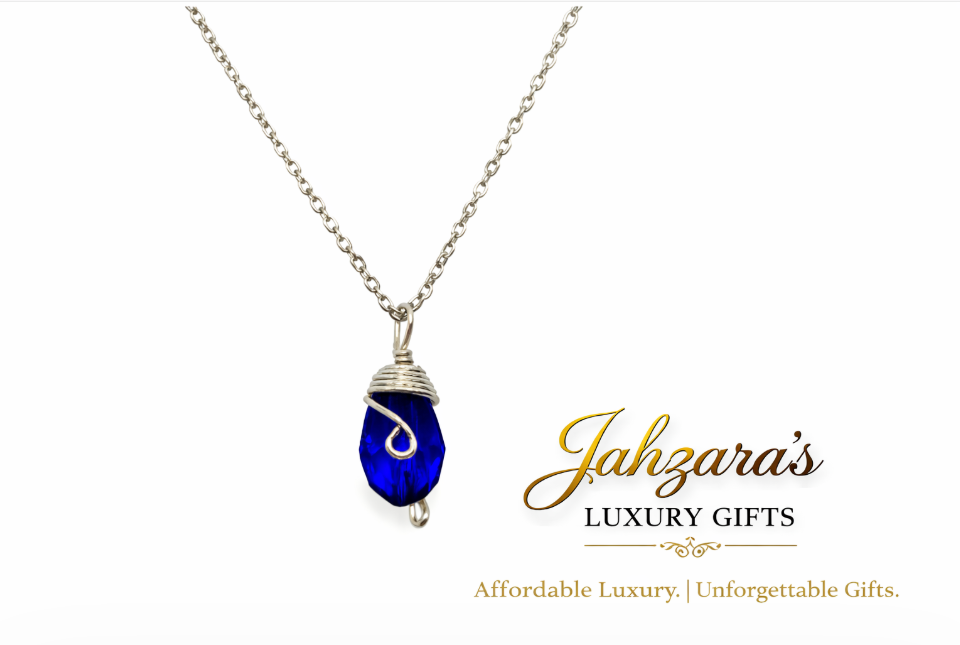 Silver Birthstone Necklace — Wire-Wrapped Crystal Pendant | All 12 Months | Fair Trade