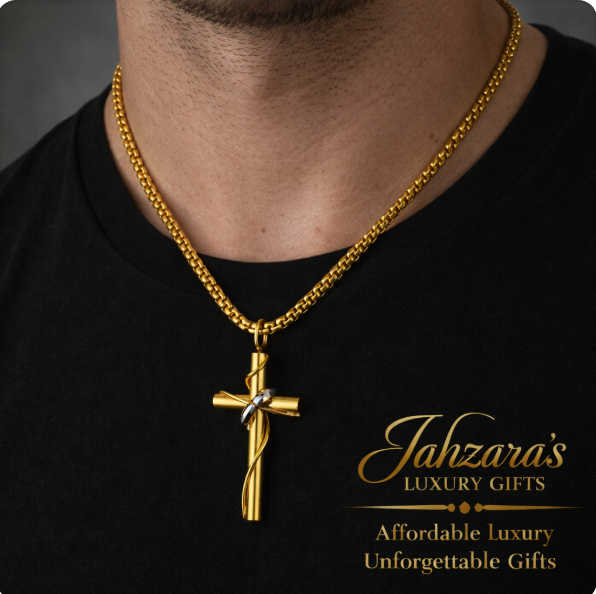 Twisted Faith Cross Pendant Necklace | Gold & Silver Titanium Steel Unisex Faith Jewelry