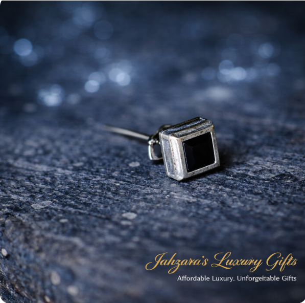 Black Diamond Square Stud Earrings - 925 Silver | Unisex Luxury Jewelry