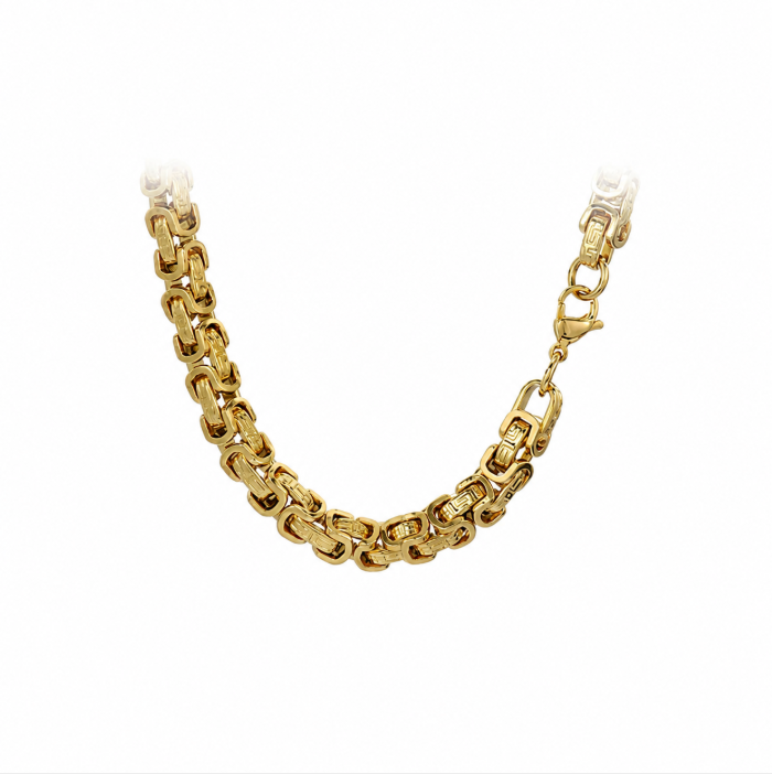18K IP Gold Chain & Bracelet Set — Men’s 304 Stainless Steel 2-Piece Jewelry Set