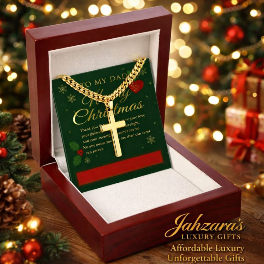 Gold Cross Cuban Link Chain - Gift for Dad