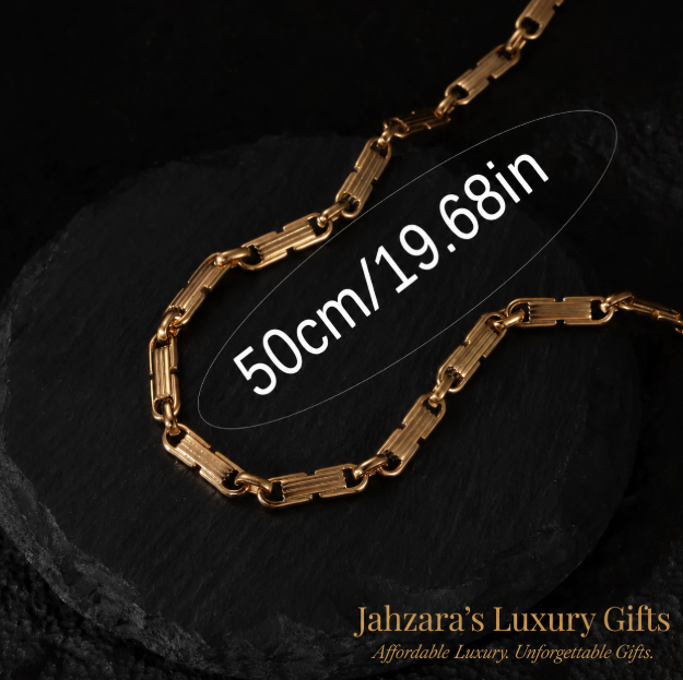 18K Gold IP Geometric Buckle Chain Necklace — Men’s Hip-Hop Stainless Steel Jewelry