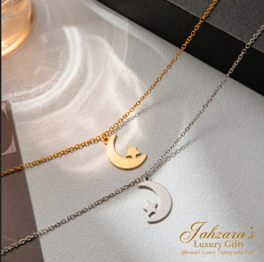 Celestial Moon & Star Pendant Necklace | Gold & Silver | 316L Stainless Steel
