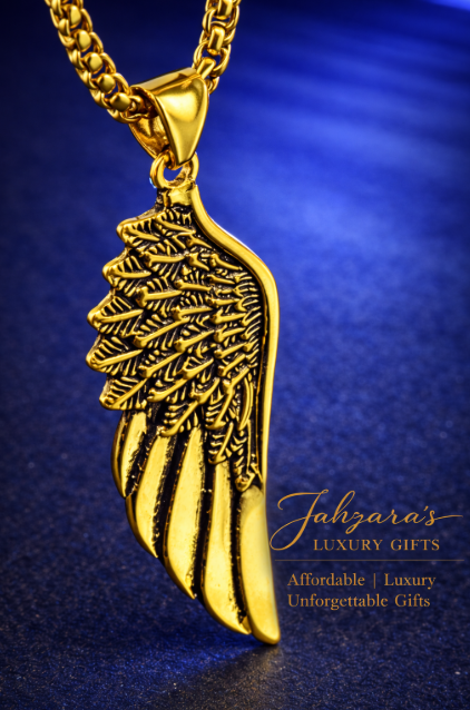 Gold Angel Wing Pendant — 18K Gold Plated Stainless Steel (Pendant Only)