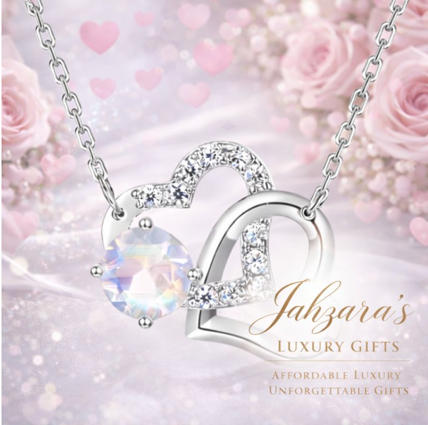 Blue Moonstone Heart Necklace - 925 Sterling Silver