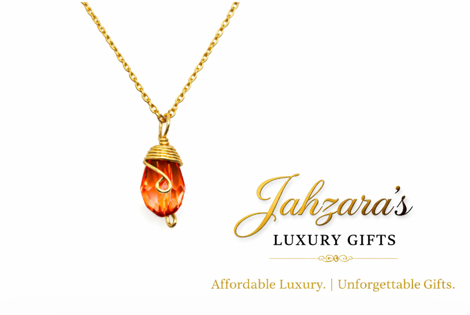Gold Birthstone Necklace — Wire-Wrapped Crystal Pendant | All 12 Months | Fair Trade