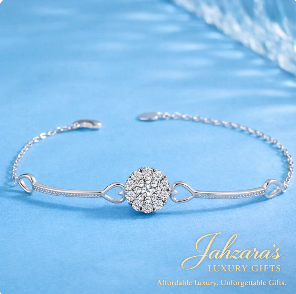 925 Sterling Silver Moissanite Heart Bracelet for Women