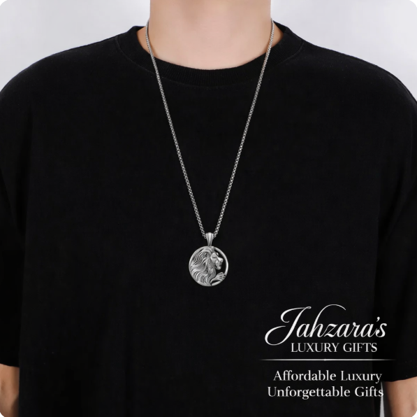 Leo Lion Medallion Pendant Necklace | 3D Stainless Steel Zodiac Gift for Him & Her