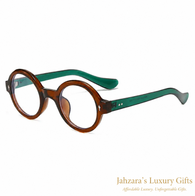 Oversized Round Anti-Blue Light Glasses — Retro Tortoise Luxury Frames
