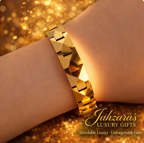 Men's 18K Gold Geometric Bracelet with Magnetic Therapy
