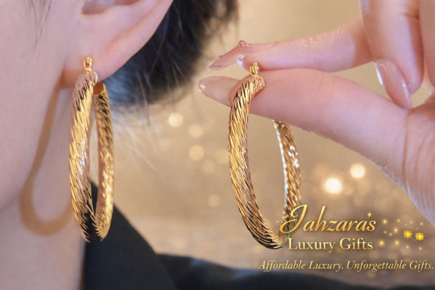 Gold Spiral Luxe Hoop Earrings | Minimalist Everyday Elegance