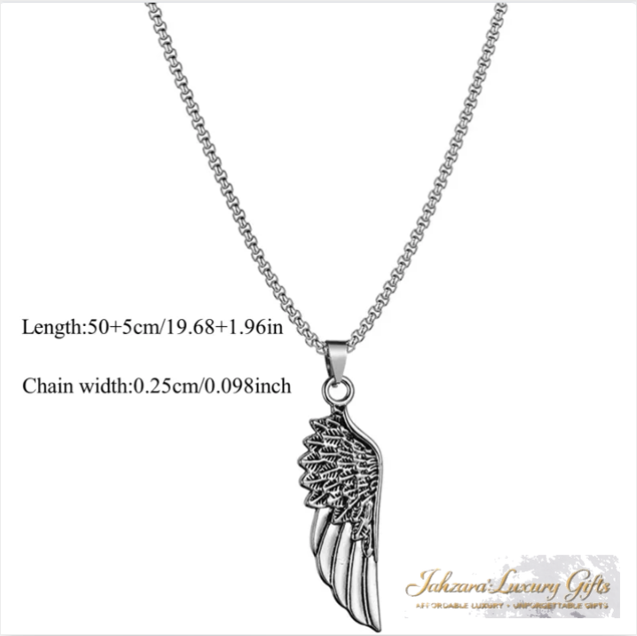 Angel Wing Pendant Necklace — Stainless Steel with Chain