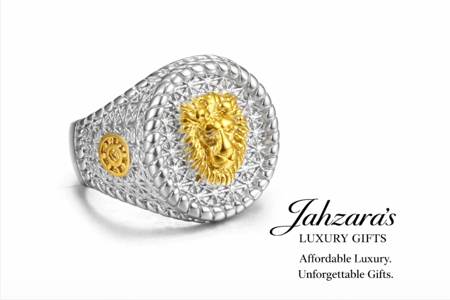 Men's Gold Lion Head Signet Ring — Titanium Steel | Two-Tone Silver & Gold | Sizes 6–10
