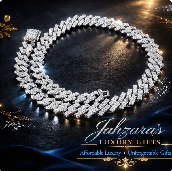 14mm Iced Out Diamond Cuban Link Chain - Blue & White Zircon or Silver | Hip Hop Luxury Necklace