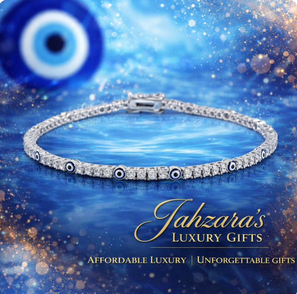925 Sterling Silver Evil Eye Tennis Bracelet with Blue Enamel