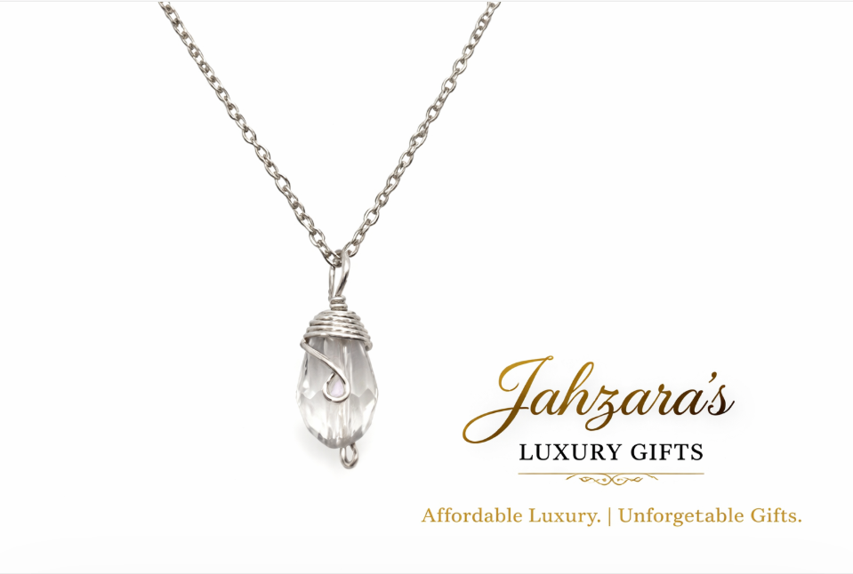 Silver Birthstone Necklace — Wire-Wrapped Crystal Pendant | All 12 Months | Fair Trade
