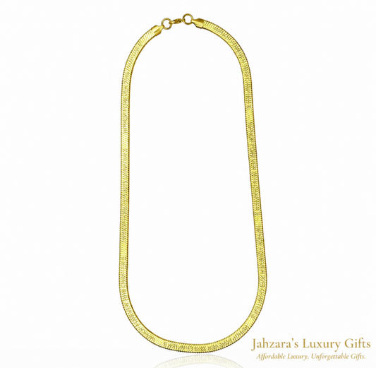 18K PVD Gold Herringbone Chain Necklace — Flat Snake Chain Stainless Steel