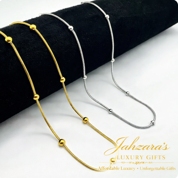 Beaded Snake Chain Necklace - Gold or Silver | Minimalist Luxury Jewelry