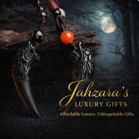 Wolf Fang Pendant Necklace | Natural Obsidian | Unisex Luxury Spiritual Jewelry