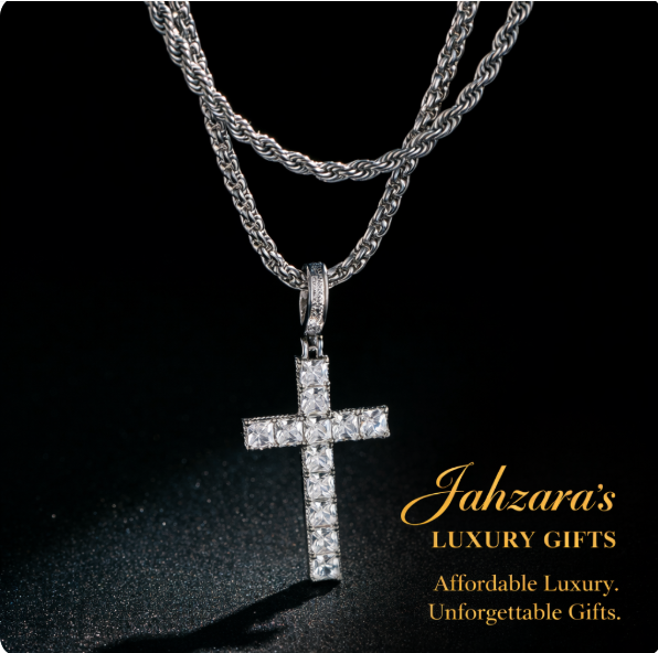 Iced Out Cross Double Layer Cuban Chain Necklace Set | Stainless Steel Men's Faith Jewelry